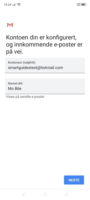 Gi kontoen din et navn, og skriv inn navnet ditt. Velg NESTE