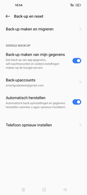 Selecteer Back-upaccounts
