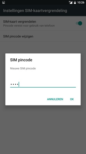 Voer uw Nieuwe SIM pincode in en selecteer OK