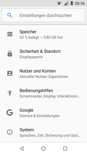 Scrollen Sie und wählen Sie Sicherheit und Standort