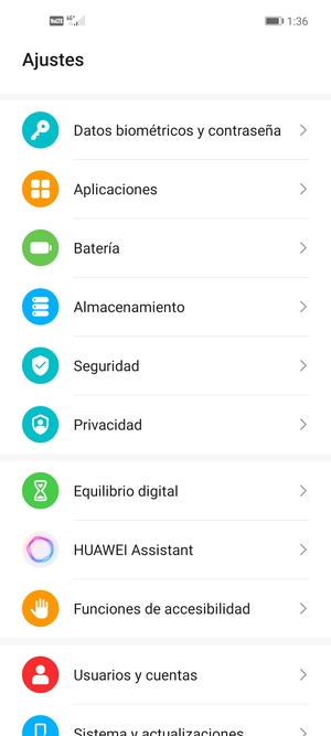 Desplácese y seleccione Seguridad