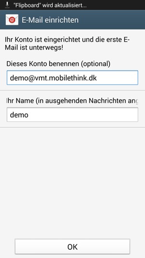 Geben Sie Ihrem Konto einen Namen und geben Sie Ihren Namen ein. Wählen Sie OK