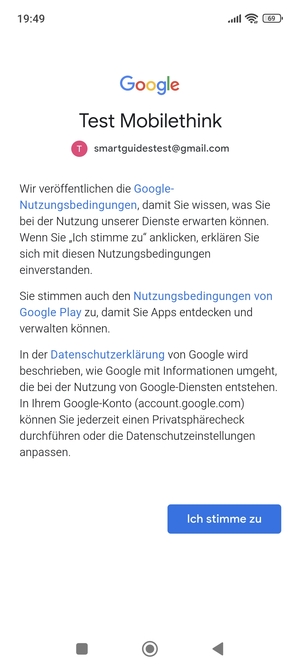 Wählen Sie Ich stimme zu
