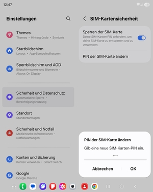 Geben Sie Ihre neue PIN der SIM-Karte ein und wählen Sie OK