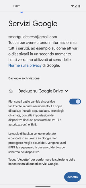 Seleziona Accetto
