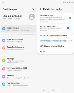 Wählen Sie die gewünschte Option