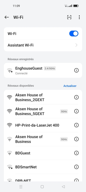 Vous êtes maintenant connecté au réseau Wi-Fi