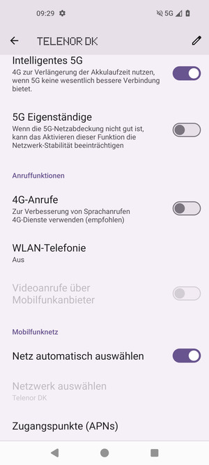 Um das Netzwerk zu wechseln, falls Probleme auftreten, schalten Sie Netz automatisch auswählen aus