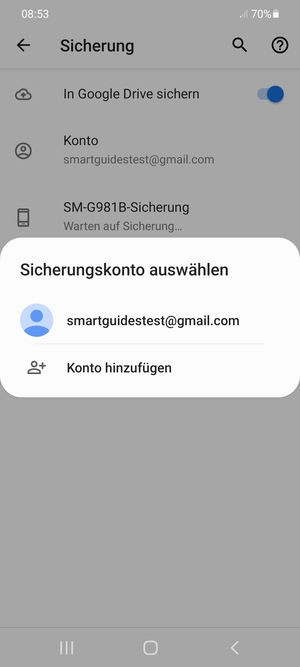 Wählen Sie Ihr Sicherungskonto