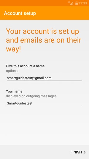 Give your account a name and enter your name. Select FINISH