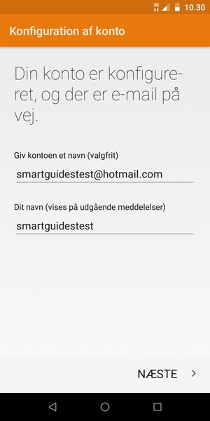 Giv din konto et navn og indtast dit navn. Vælg NÆSTE