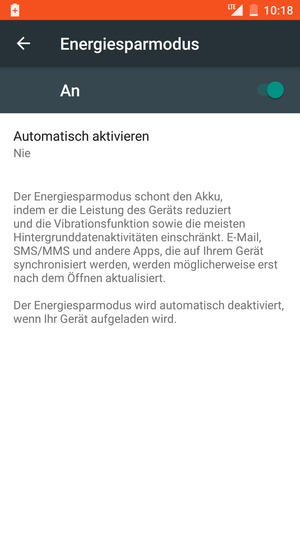 Schalten Sie Energiesparmodus ein
