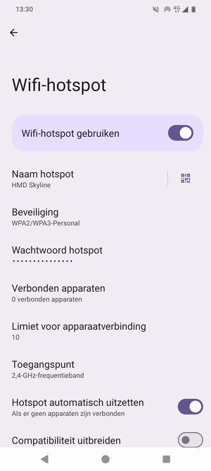 Uw telefoon is nu geïnstalleerd voor gebruik als modem