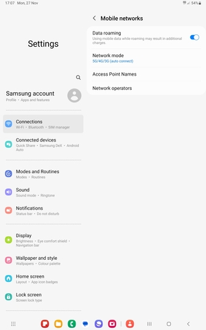 Turn Data roaming on or off