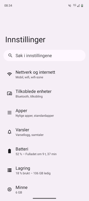 Velg Nettverk og internett