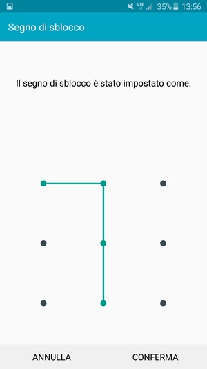 Disegna nuovamente la sequenza di sblocco e seleziona CONFERMA