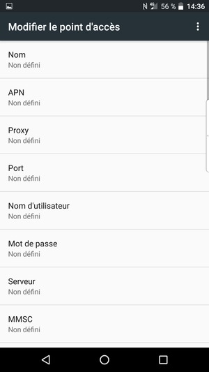 Saisissez les informations Internet