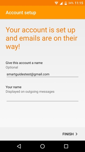 Give your account a name and enter your name. Select FINISH