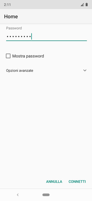 Inserisci la password del Wi-Fi e seleziona CONNETTI