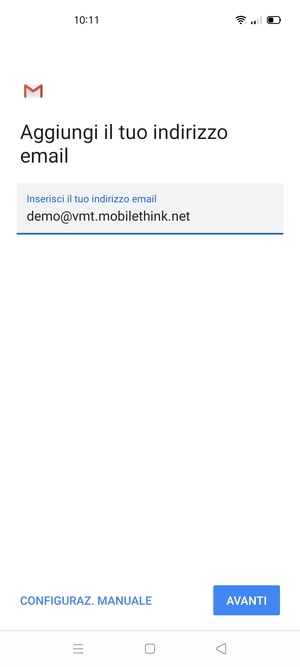 Inserisci il tuo indirizzo email e seleziona AVANTI