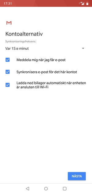 Välj NÄSTA