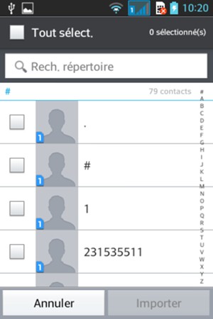 Cochez la case Tout sélect.