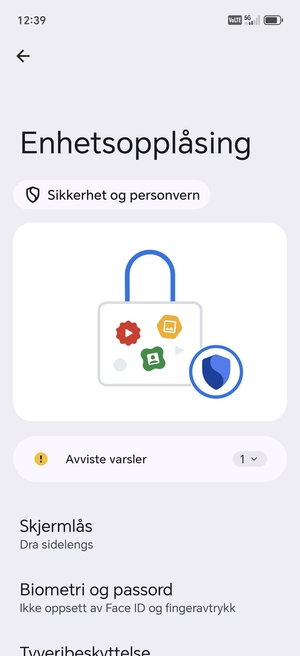 Velg Skjermlås