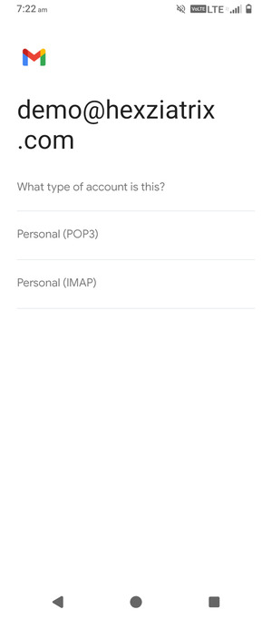 Select Personal (POP3) or Personal (IMAP)
