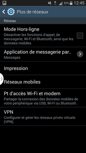 Sélectionnez Réseaux mobiles