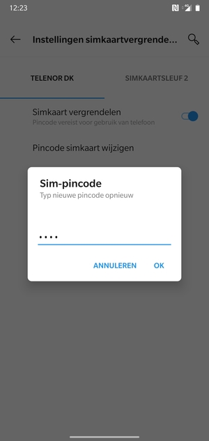 Bevestig uw nieuwe sim-pincode en selecteer OK