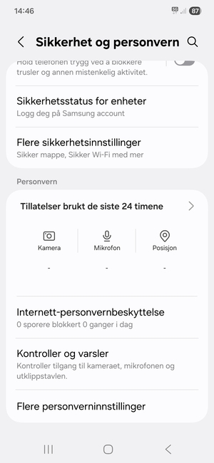 Bla til og velg Flere sikkerhetsinnstillinger