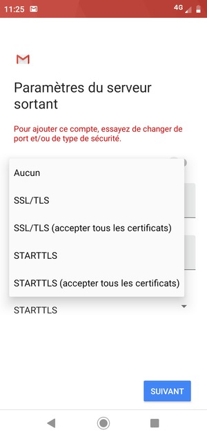 Sélectionnez Aucun puis SUIVANT