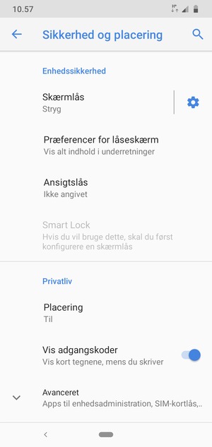 Scroll til og vælg Avanceret