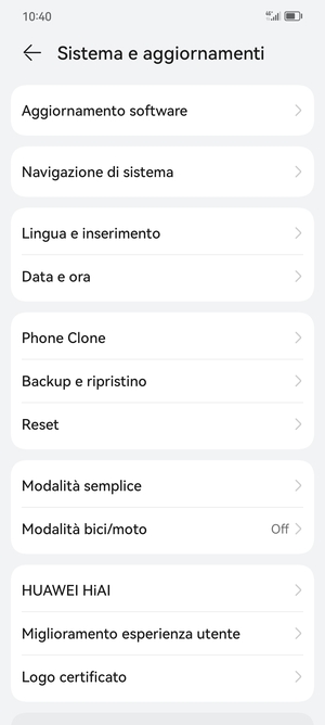 Seleziona Aggiornamento software
