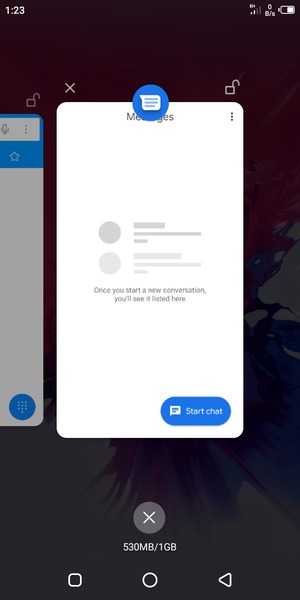 Select the Delete icon to close all running apps