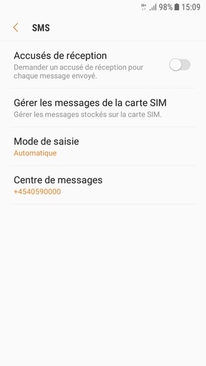 Sélectionnez Centre de messages