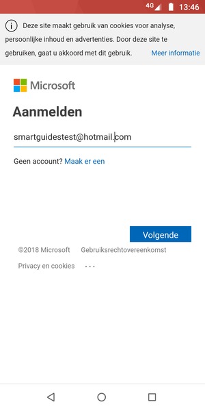 Voer uw e-mailadres in en selecteer Volgende