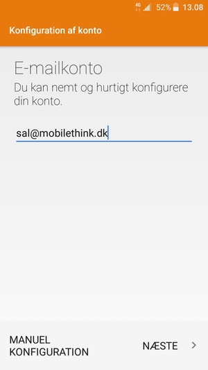 Indtast din e-mailadresse og vælg NÆSTE