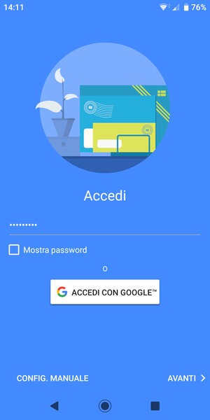 Inserisci la tua password di Gmail e seleziona AVANTI