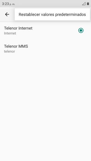 Seleccione Restablecer valores predeterminados