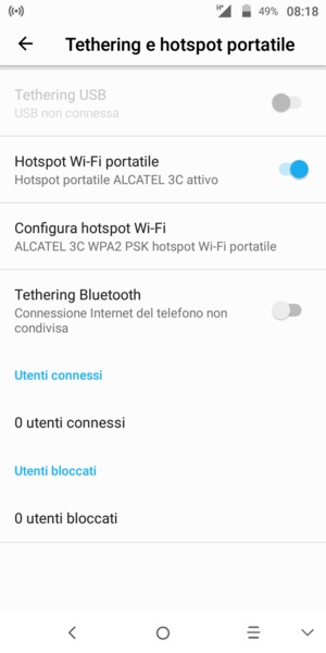 Il telefono è ora pronto per essere usato come modem