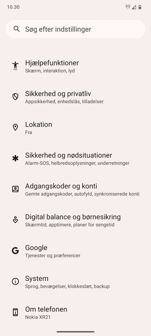 Scroll til og vælg System