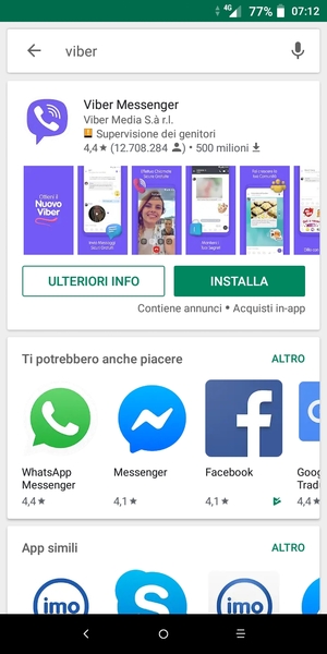 Seleziona l'applicazione