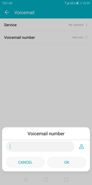 Enter the Voicemail number and select OK