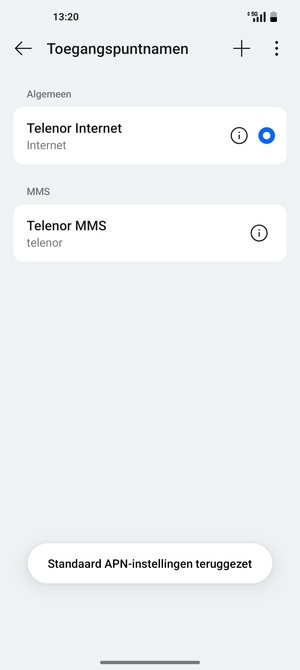 Selecteer Nieuwe APN