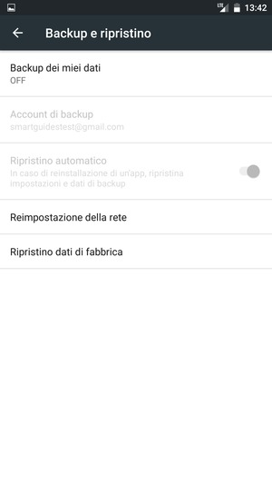 Seleziona Backup dei miei dati