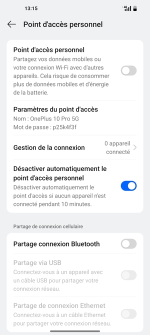 Sélectionnez Paramètres du point d'accès