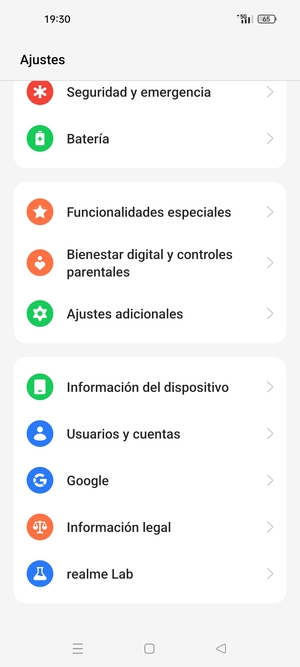 Desplácese y seleccione Información del dispositivo