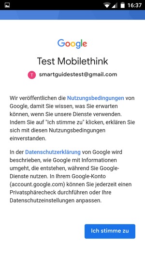 Wählen Sie Ich stimme zu