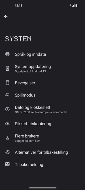 Velg Sikkerhetskopiering